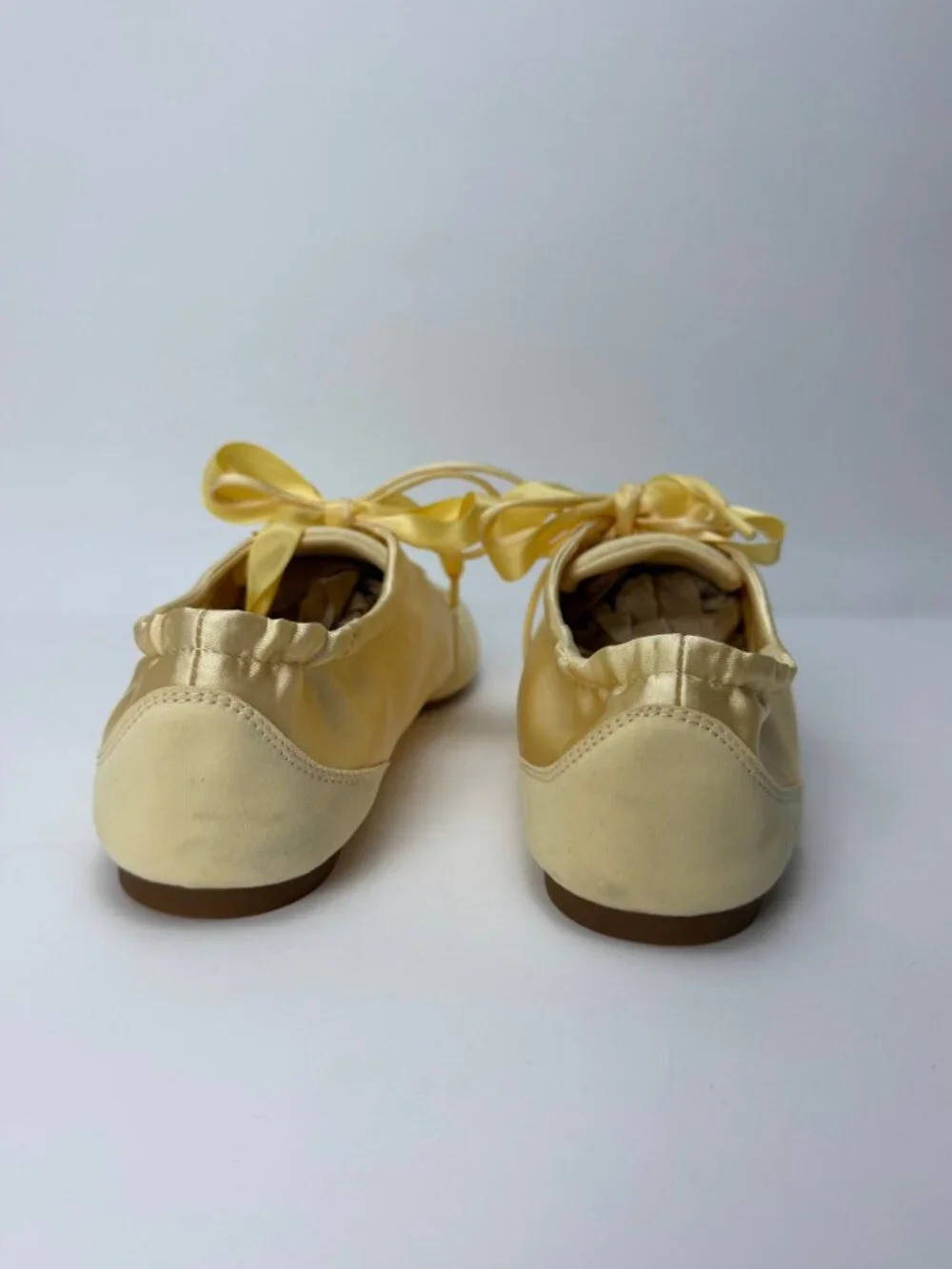 VIVAIA Women's Cristina Square-Toe Lace-Up Satin Sneakerina Yellow Size 8